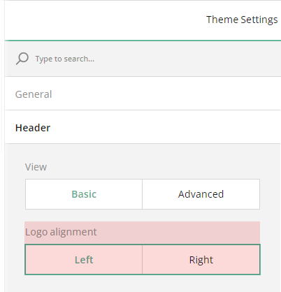 Basic survey header settings: Logo alignment